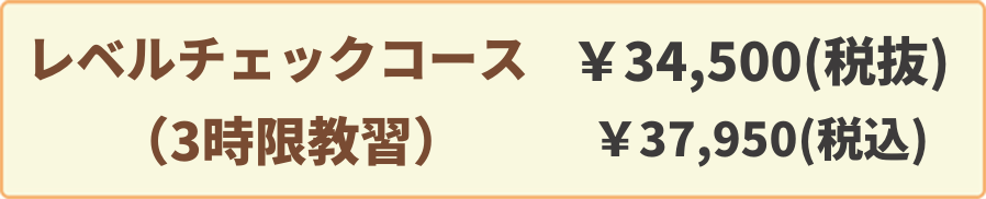 ベーシックコース(3時限教習)￥34,500(税抜)￥37,950(税込)